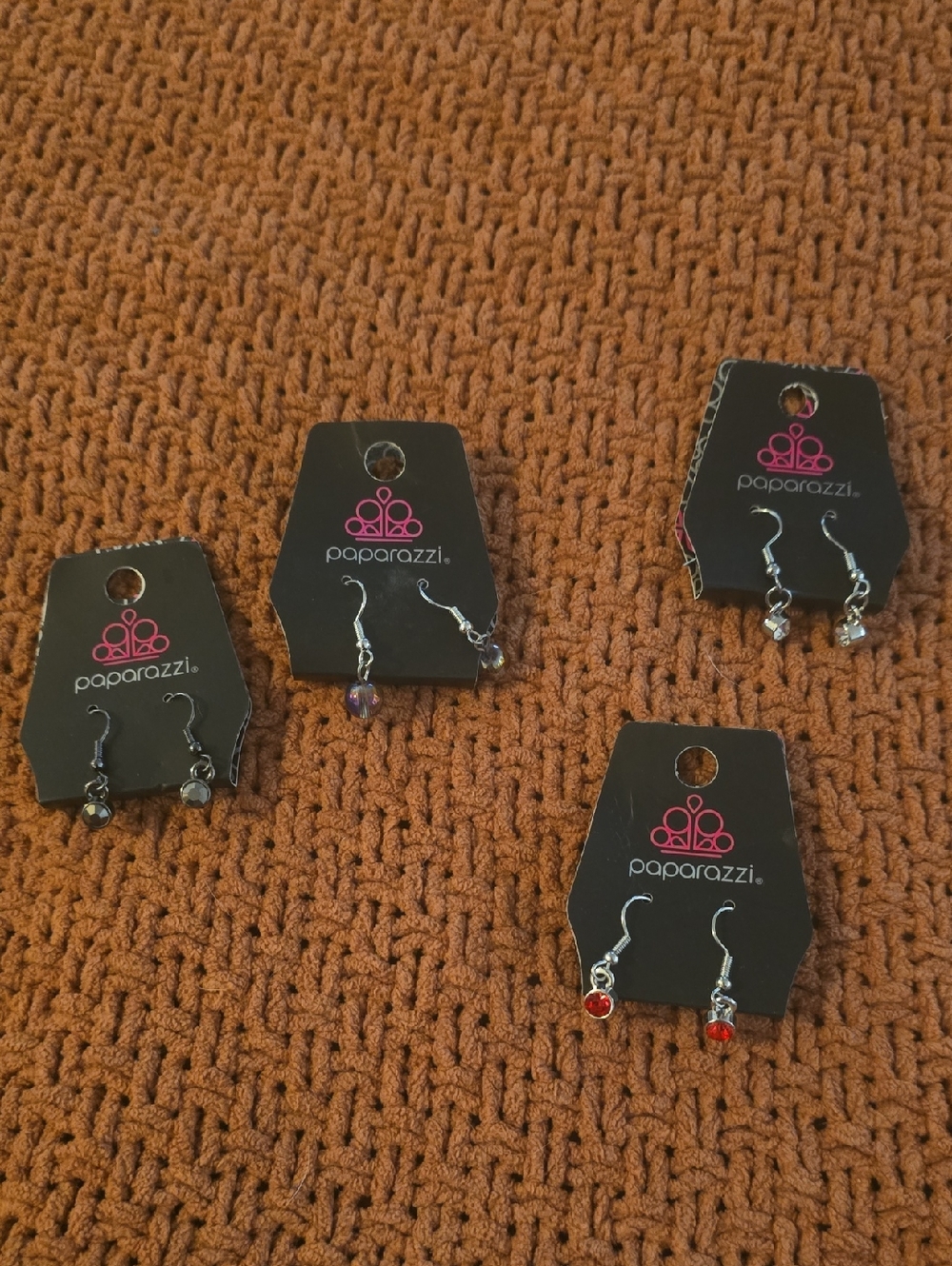 Paparazzi Mixed Accent Drop Earrings - Red, Purple, Silver, Black
